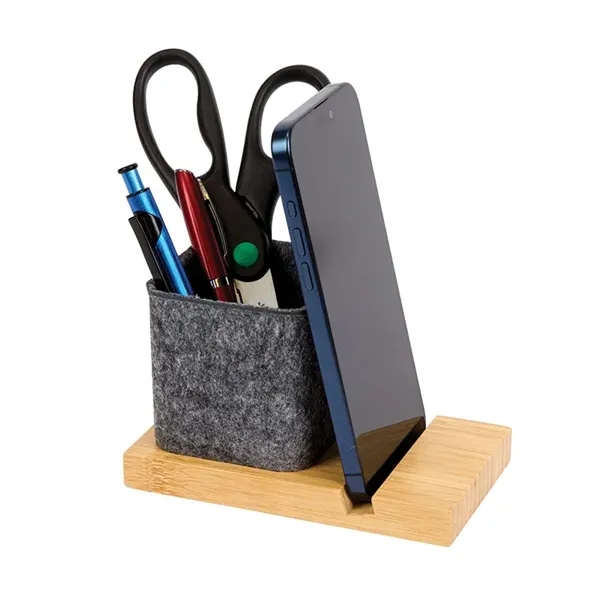 Renton Recycled Felt and Bamboo Pen/Device/Card Holder - Renton Recycled Felt and Bamboo Pen/Device/Card Holder - Image 5 of 7