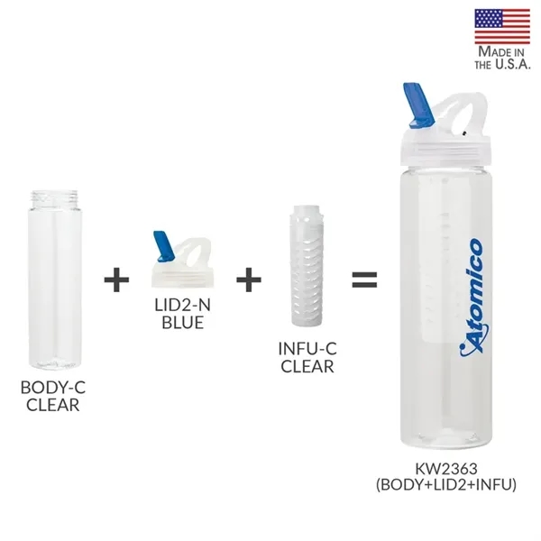 Custom Laguna 32 oz. PET Bottle with Flip Spout & Infuser