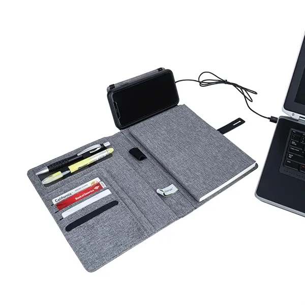 Binghamton RPET Padfolio w/ Wireless Phone Charger - Binghamton RPET Padfolio w/ Wireless Phone Charger - Image 3 of 6