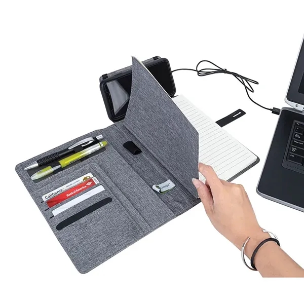 Binghamton RPET Padfolio w/ Wireless Phone Charger - Binghamton RPET Padfolio w/ Wireless Phone Charger - Image 5 of 6