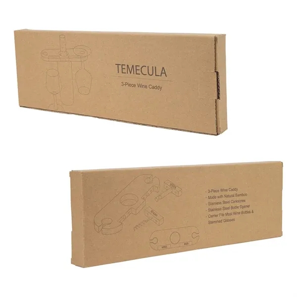 Temecula 3-Piece Bamboo Wine Caddy - Temecula 3-Piece Bamboo Wine Caddy - Image 3 of 5