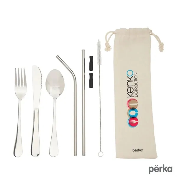Perka® Castellana 6-Piece Steel Straw & Utensil Set - Perka® Castellana 6-Piece Steel Straw & Utensil Set - Image 2 of 13