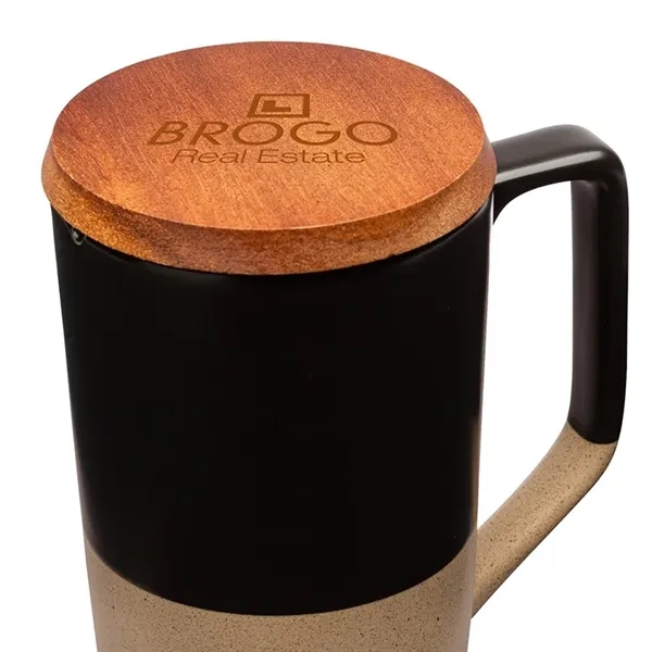 Mogiana 15 oz. Two-Tone Ceramic Mug w/ Wood Lid - Mogiana 15 oz. Two-Tone Ceramic Mug w/ Wood Lid - Image 6 of 14