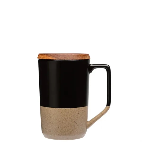 Mogiana 15 oz. Two-Tone Ceramic Mug w/ Wood Lid - Mogiana 15 oz. Two-Tone Ceramic Mug w/ Wood Lid - Image 7 of 14
