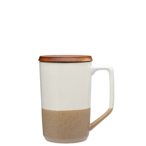 Mogiana 15 oz. Two-Tone Ceramic Mug w/ Wood Lid - Mogiana 15 oz. Two-Tone Ceramic Mug w/ Wood Lid - Image 8 of 14