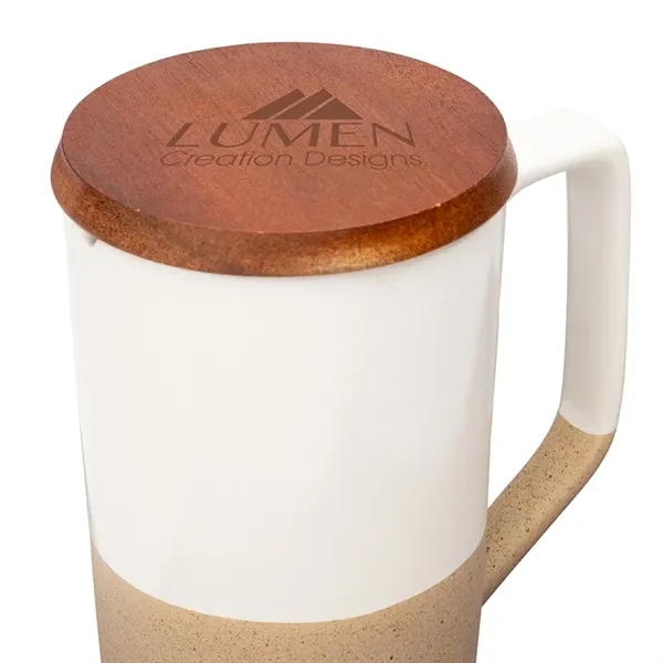 Mogiana 15 oz. Two-Tone Ceramic Mug w/ Wood Lid - Mogiana 15 oz. Two-Tone Ceramic Mug w/ Wood Lid - Image 11 of 14