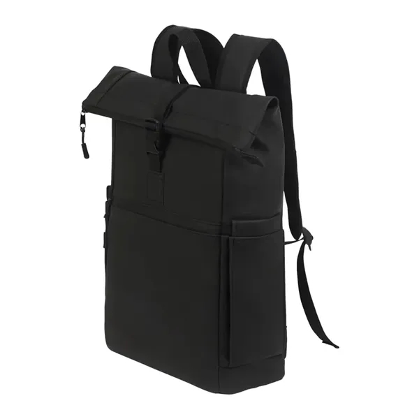 Casey PU Roll-Top Laptop Backpack - Casey PU Roll-Top Laptop Backpack - Image 3 of 14