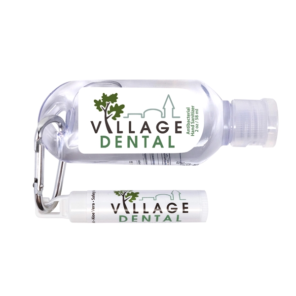 2 oz Tottle Antibacterial Sanitizer W/Carabiner + Clip Balm