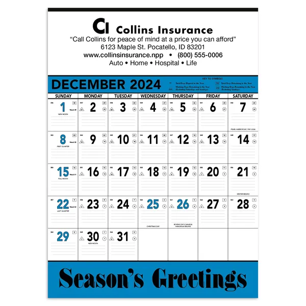 Triumph® Calendars Blue & Black Contractor Memo Calendar - Triumph® Calendars Blue & Black Contractor Memo Calendar - Image 0 of 9