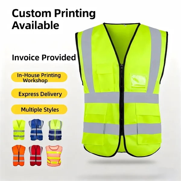 Reflective multi-pocket safety vest(customizable) - Reflective multi-pocket safety vest(customizable) - Image 0 of 9