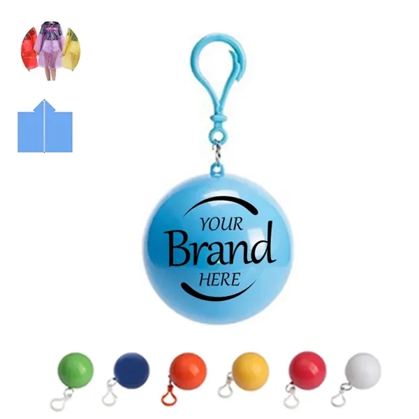 Disposable Raincoat Poncho Ball With Keychain - Disposable Raincoat Poncho Ball With Keychain - Image 0 of 7