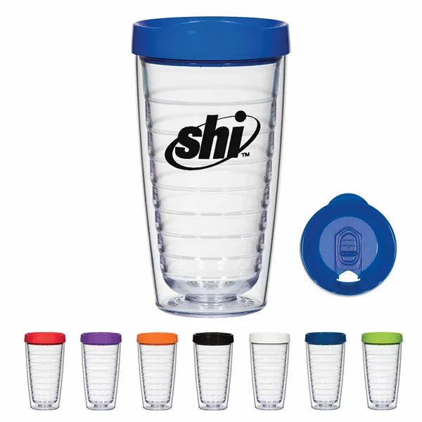 16oz Double-walled Plastic Cup with Push Lid - 16oz Double-walled Plastic Cup with Push Lid - Image 0 of 2