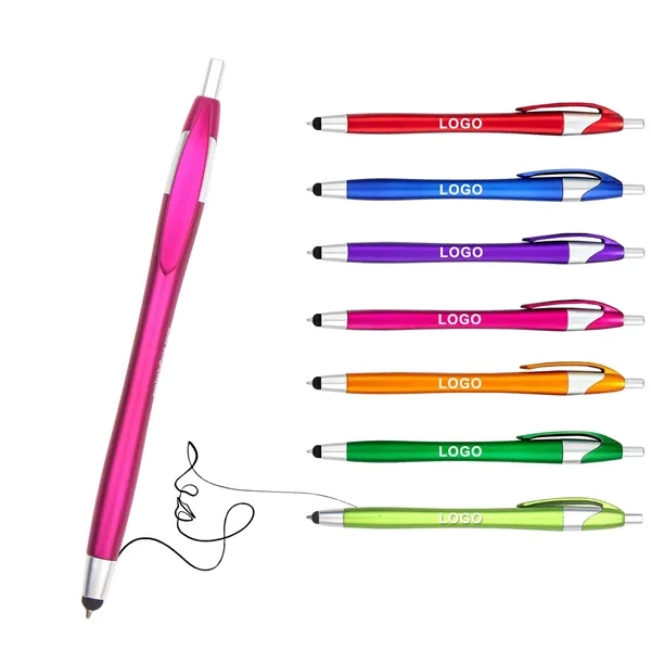 Retractable Fine-point Ballpoint Pen With Stylus - Retractable Fine-point Ballpoint Pen With Stylus - Image 0 of 3