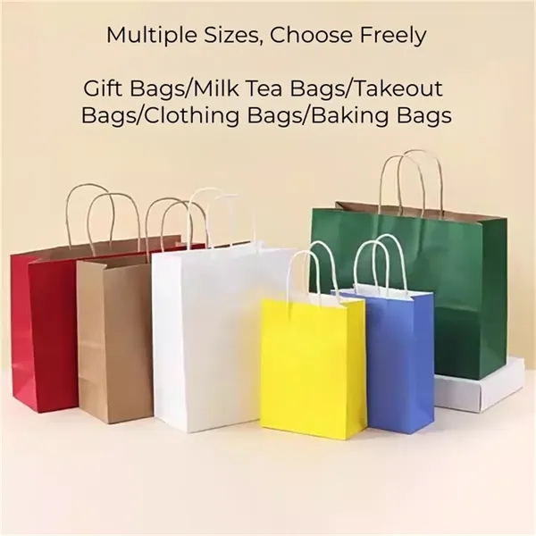 Multi-Size Colored Kraft Paper Shopping Bag - Multi-Size Colored Kraft Paper Shopping Bag - Image 2 of 10
