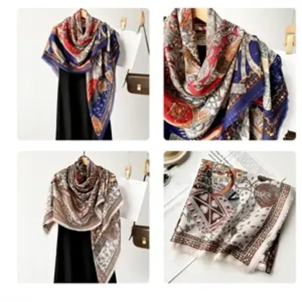 Custom Full Color 12 Momme 100% Silk Square Scarf - Custom Full Color 12 Momme 100% Silk Square Scarf - Image 1 of 3