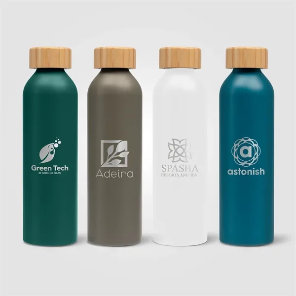 Eden - 20 oz. Aluminum Water Bottle with Bamboo Lid - Laser - Eden - 20 oz. Aluminum Water Bottle with Bamboo Lid - Laser - Image 0 of 4