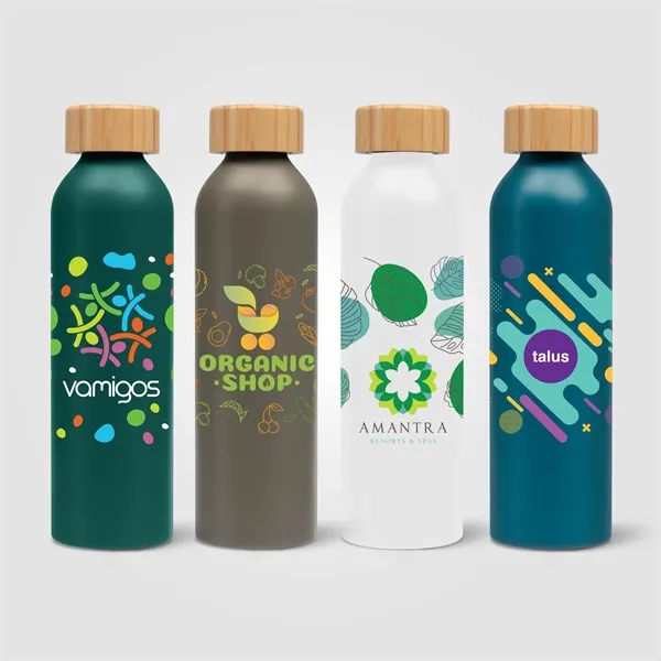 Eden-20 oz. Aluminum Water Bottle with Bamboo Lid - Eden-20 oz. Aluminum Water Bottle with Bamboo Lid - Image 0 of 4