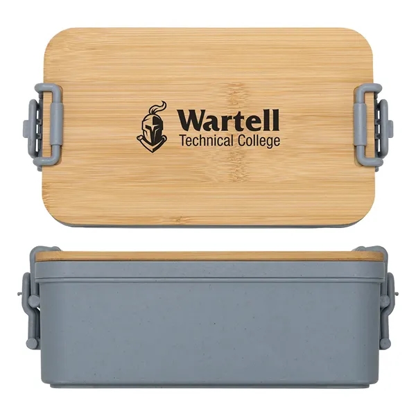 Custom Chuckwagon Stackable Lunch Box With Bamboo Lid & Utensils