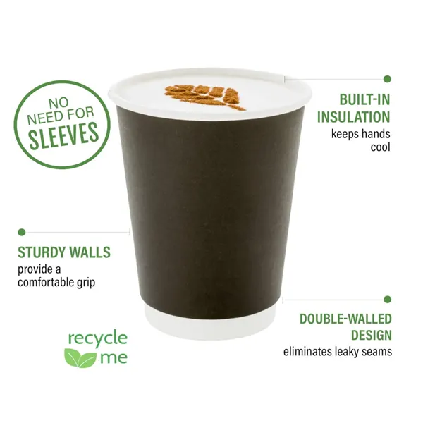 8oz Double Wall Paper Coffee Cups With Lid - 8oz Double Wall Paper Coffee Cups With Lid - Image 1 of 3