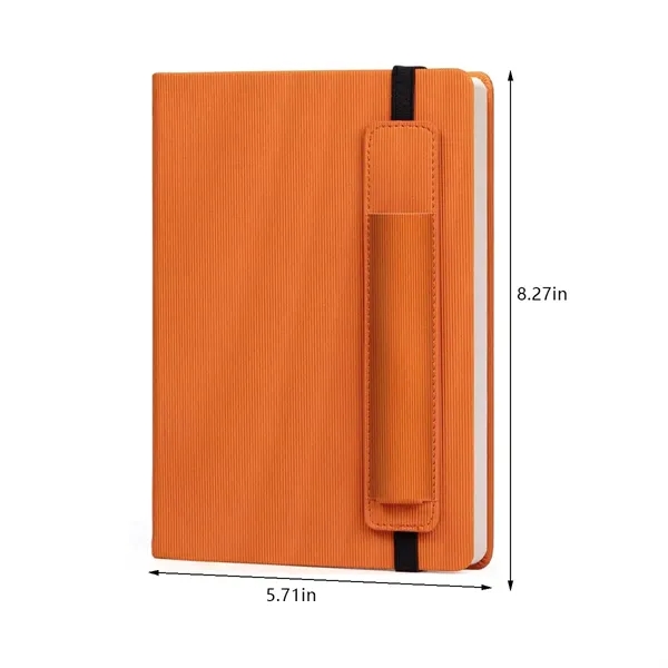 A5 Stripe Leather Business School Notebook with Pen Cover - A5 Stripe Leather Business School Notebook with Pen Cover - Image 1 of 4