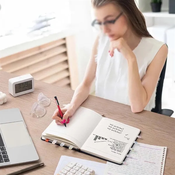 A5 Stripe Leather Business School Notebook with Pen Cover - A5 Stripe Leather Business School Notebook with Pen Cover - Image 4 of 4