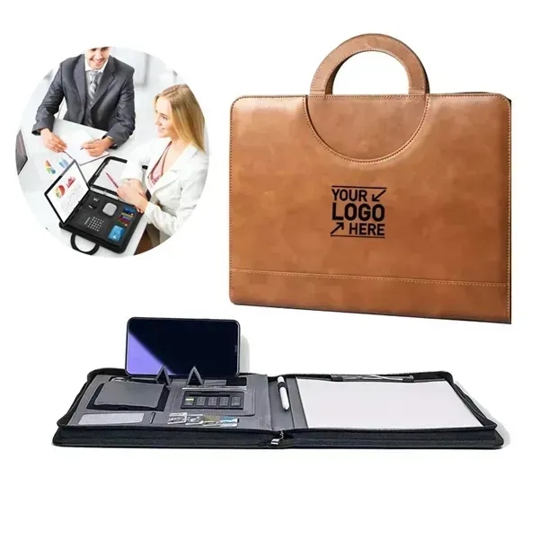 A4 Business Zipper Leather Portfolio Document File Organizer - A4 Business Zipper Leather Portfolio Document File Organizer - Image 0 of 18