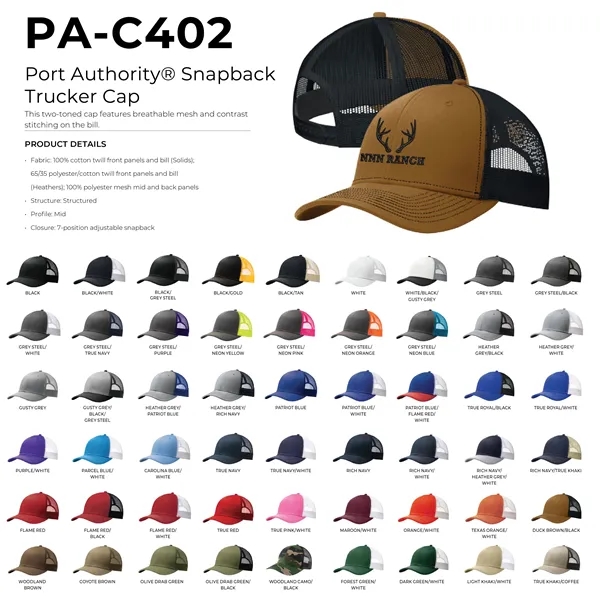 Port Authority C402 Trucker Hat w/ Patches or Embroidery - Port Authority C402 Trucker Hat w/ Patches or Embroidery - Image 2 of 70