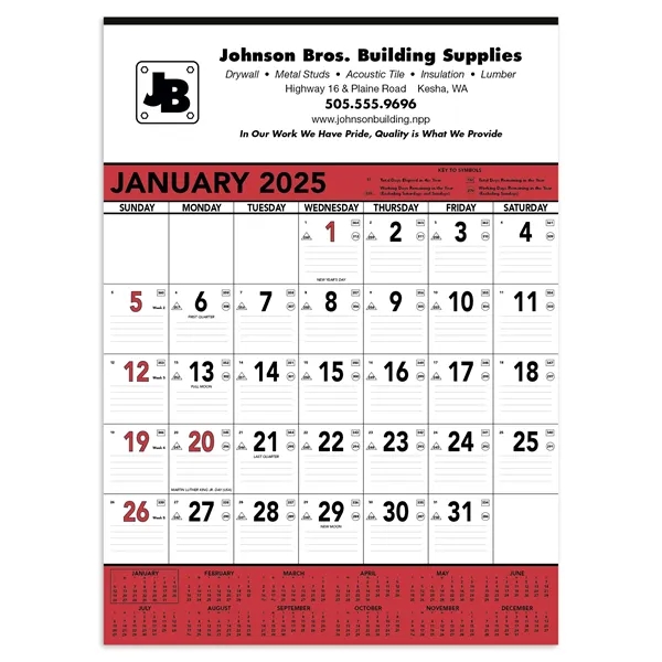 Triumph® Calendars Red & Black Contractor Memo Calendar
