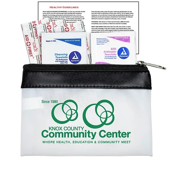 7 Piece First Aid Kit in Colorful Zipper Vinyl Pouch