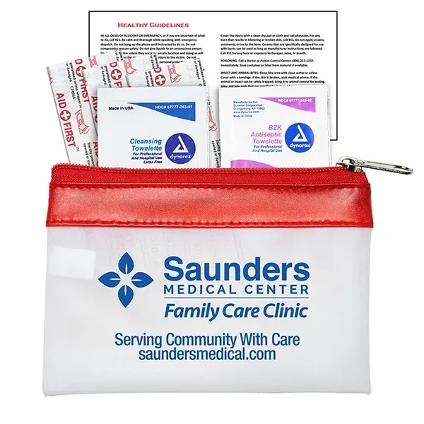 7 Piece First Aid Kit in Colorful Zipper Vinyl Pouch