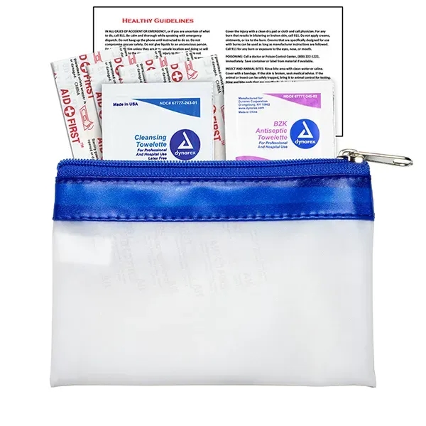 7 Piece First Aid Kit in Colorful Zipper Vinyl Pouch
