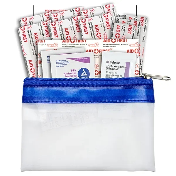 14 Piece First Aid Kit in Colorful Zipper Vinyl Pouch