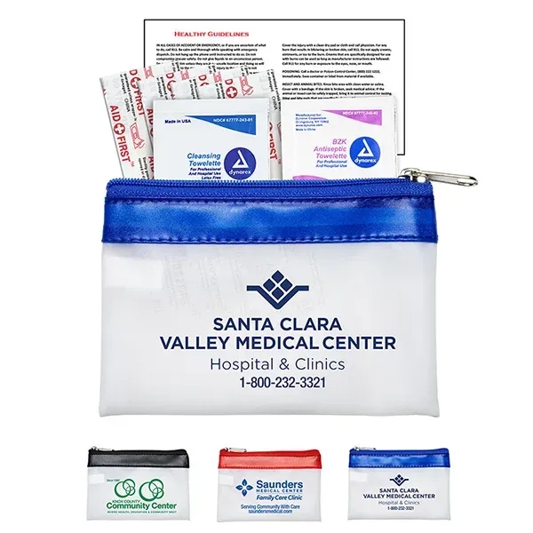 7 Piece First Aid Kit in Colorful Zipper Vinyl Pouch