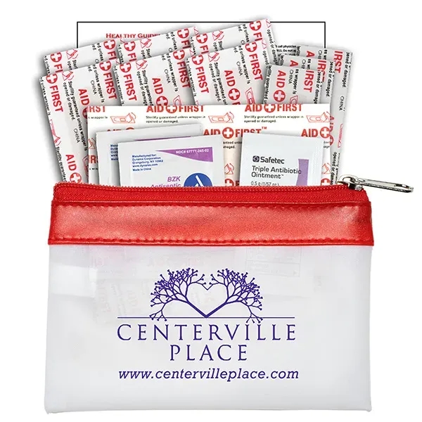 Custom 14 Piece First Aid Kit in Colorful Zipper Vinyl Pouch
