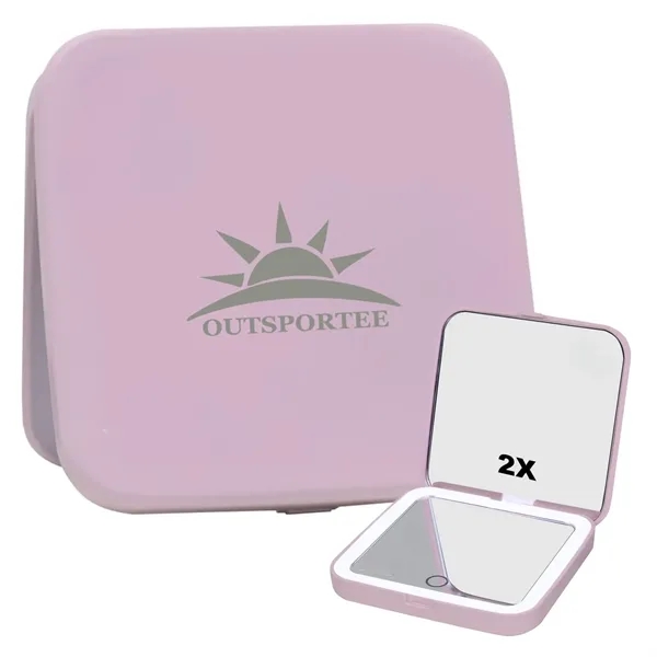 LED Folding 1x/2x Magnify Rechargeable Compact Makeup Mirror - LED Folding 1x/2x Magnify Rechargeable Compact Makeup Mirror - Image 0 of 5