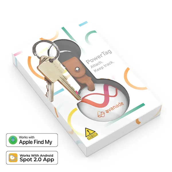 PowerTag Pro: Bluetooth Tracker with Brown Keychain - PowerTag Pro: Bluetooth Tracker with Brown Keychain - Image 1 of 3