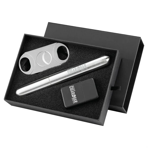 Custom Cubano Cigar Holder Lighter and Cutter Gift Set