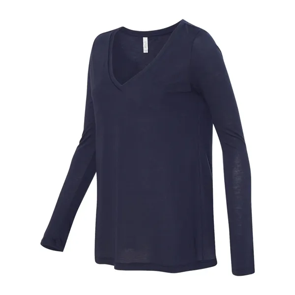 BELLA + CANVAS Women's Flowy Long Sleeve V-Neck Tee - BELLA + CANVAS Women's Flowy Long Sleeve V-Neck Tee - Image 1 of 3