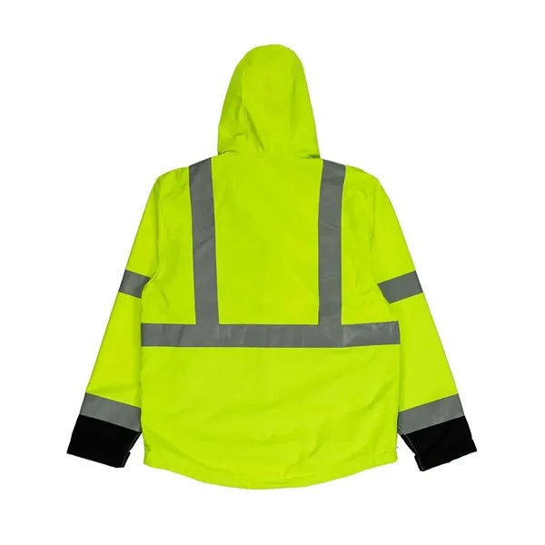 Berne Apparel Men's Hi-Vis Class 3 Hooded Soft Shell Jacket - Berne Apparel Men's Hi-Vis Class 3 Hooded Soft Shell Jacket - Image 2 of 2