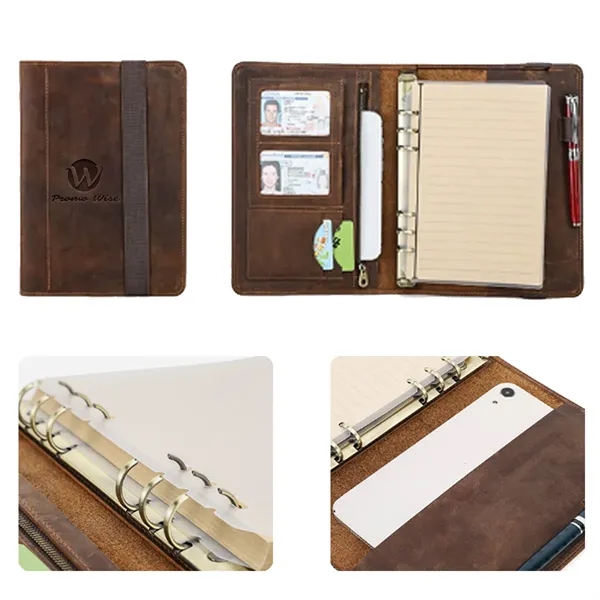 All-in-one 6-ring Binder Geniune Leather Portfolios Journal - All-in-one 6-ring Binder Geniune Leather Portfolios Journal - Image 0 of 7