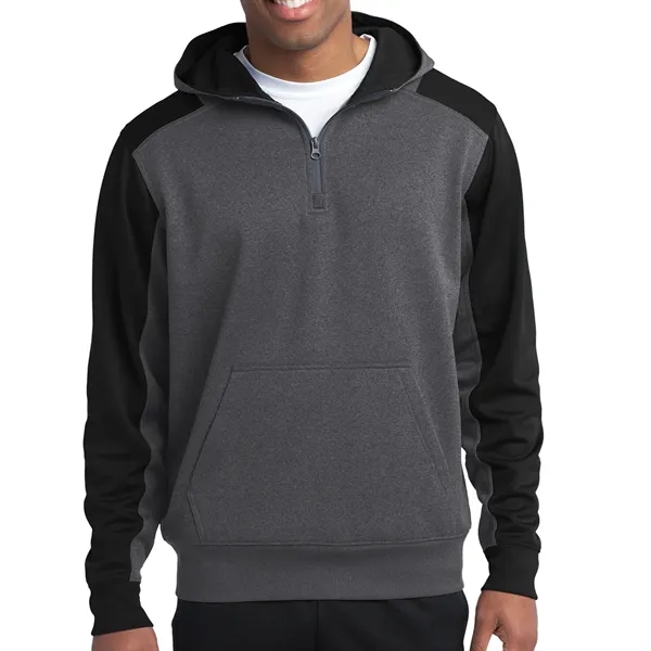 Sport-Tek® Tech Fleece Colorblock 1/4-Zip Hooded Sweatshirt - Sport-Tek® Tech Fleece Colorblock 1/4-Zip Hooded Sweatshirt - Image 2 of 7