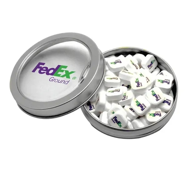 Candy Window Tin Short Round with Printed Mints - Candy Window Tin Short Round with Printed Mints - Image 1 of 1