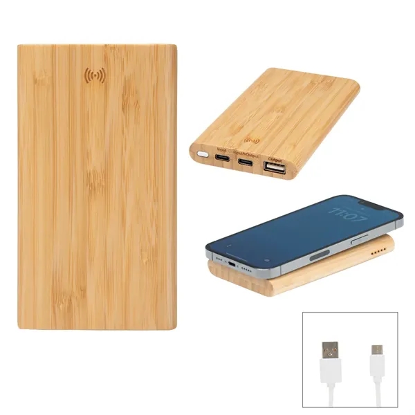 5000 mAh Bamboo Power Bank & 10W Wireless Charger - 5000 mAh Bamboo Power Bank & 10W Wireless Charger - Image 2 of 2