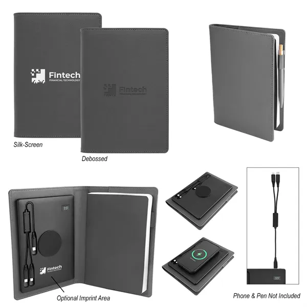 Recycled Power Folio With Wireless Charger & Power Bank - Recycled Power Folio With Wireless Charger & Power Bank - Image 0 of 3