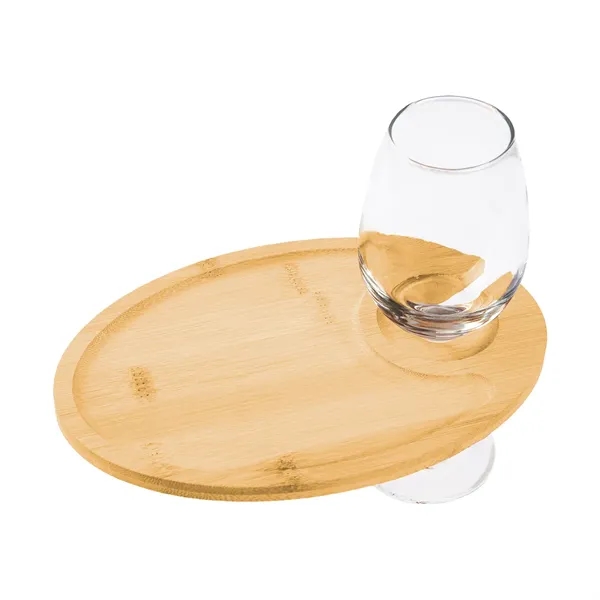 Wine & Dine Recessed Bamboo Tray With Wine Glass Holder - Wine & Dine Recessed Bamboo Tray With Wine Glass Holder - Image 3 of 4
