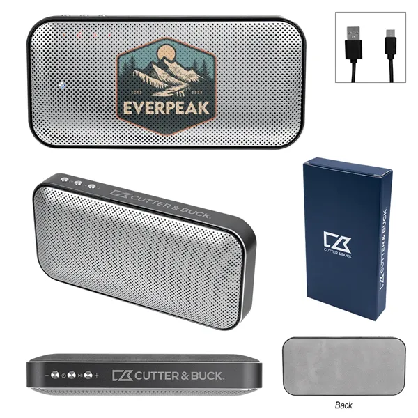 Cutter & Buck® Aluminum Suede Speaker And Power Bank - Cutter & Buck® Aluminum Suede Speaker And Power Bank - Image 0 of 2