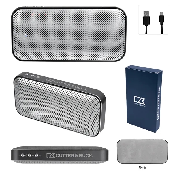 Cutter & Buck® Aluminum Suede Speaker And Power Bank - Cutter & Buck® Aluminum Suede Speaker And Power Bank - Image 2 of 2