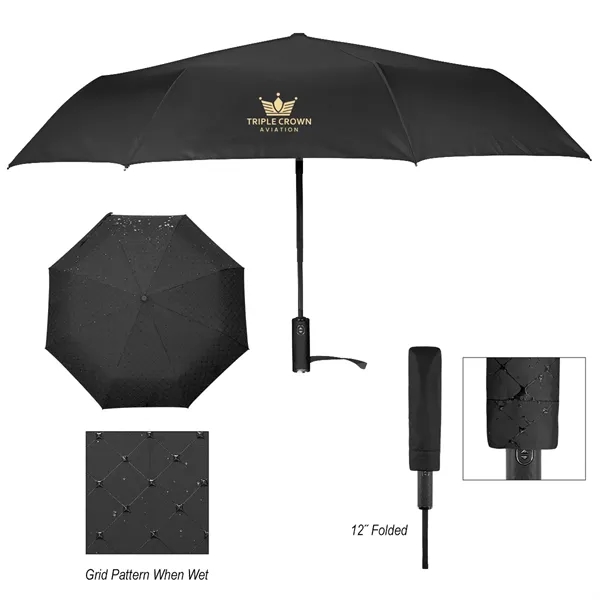 42" Arc Hidden Grid Telescopic Folding Umbrella With 100%...