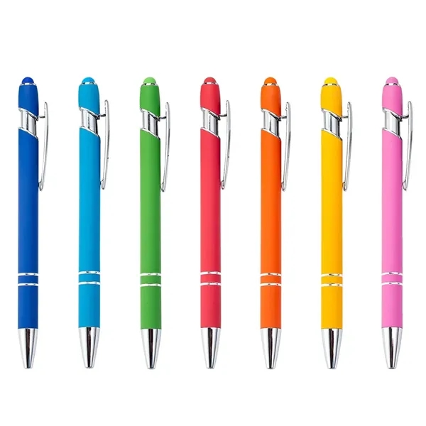 Rubberized Metal Ballpoint pen with Stylus - Rubberized Metal Ballpoint pen with Stylus - Image 0 of 4
