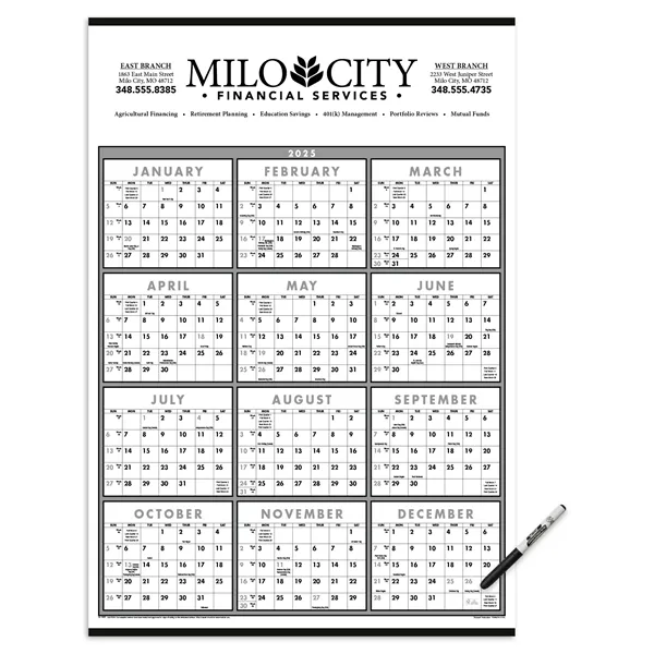Triumph® Calendars Black & White Span-A-Year Laminated w/...